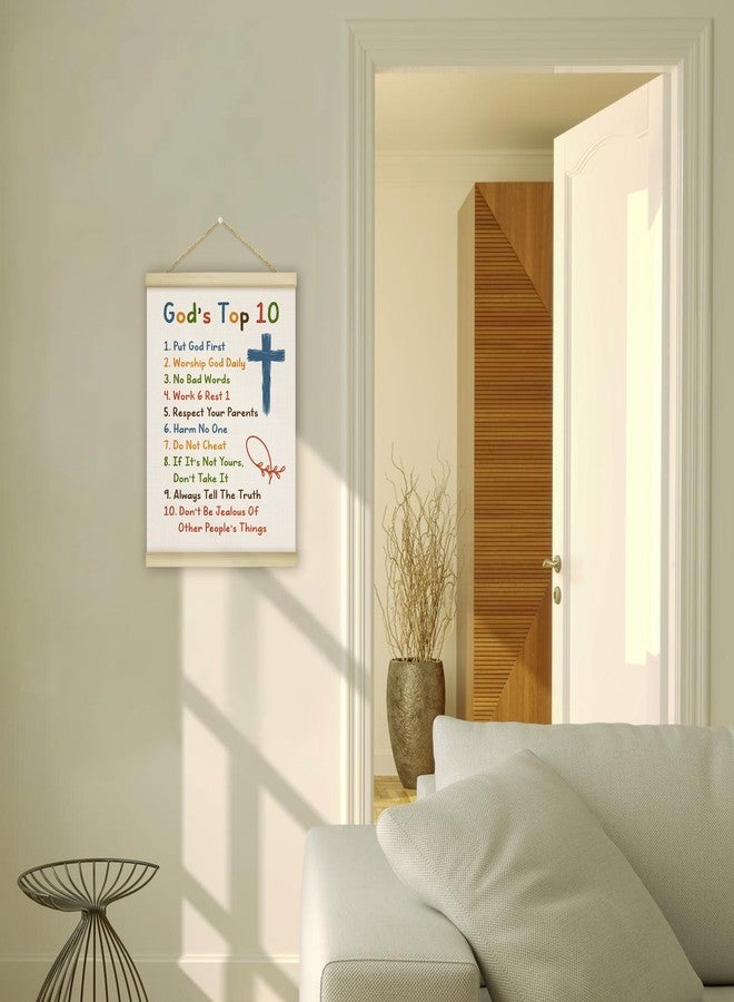 LWBEO 10 Commandments Sign Poster Hanger Frame, Motivational Canvas Art Print, Positive Wall Art for Home Girls Room Kitchen Living Room Bedroom 12x16in -04 - Image 5