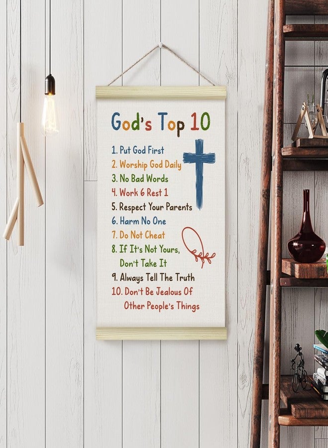 LWBEO 10 Commandments Sign Poster Hanger Frame, Motivational Canvas Art Print, Positive Wall Art for Home Girls Room Kitchen Living Room Bedroom 12x16in -04 - Image 3