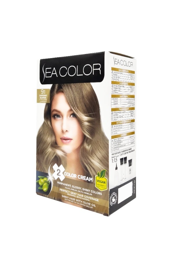 Sea Color Turkish Hair Color Cream - 9.1 Diamond Blonde - Image 4