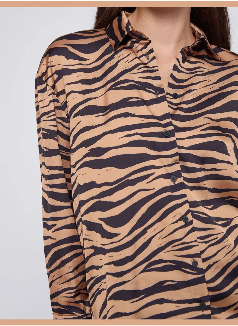 كوتون Zebra Patterned Shirt