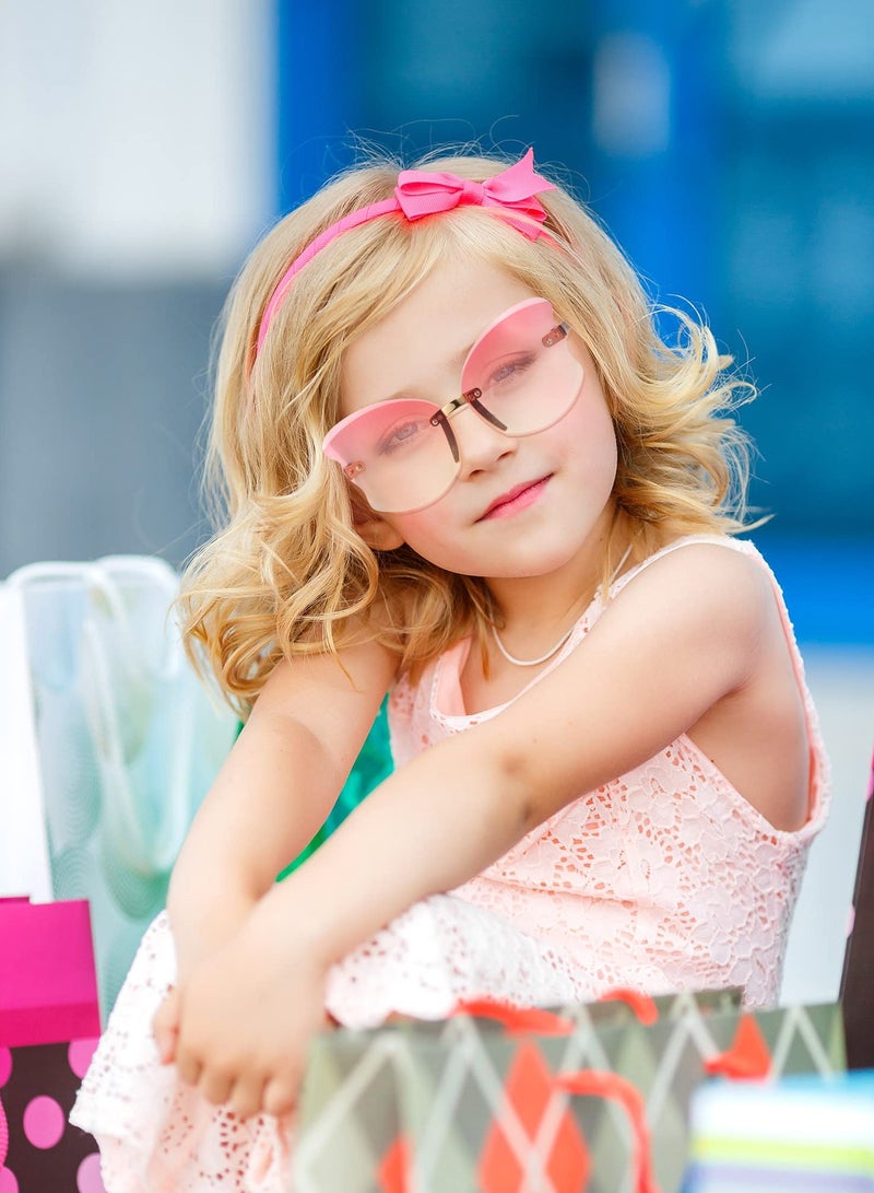 KASTWAVE Kid Sunglasses Rimless Butterfly Shaped Trendy Cute Glasses Fairy Transparent Butterfly Glasses Vintage Gradient Frame Eye Glasses Fashionable 90s Girls' Sunglasses 4 Pairs  - Image 3