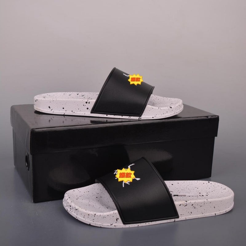 Qi Ta New Summer Fashion Unisex Slide Sandals for Couples, Casual Beach Flip Flops with Splatter Print, Anti-Slip Rubber Sole - Image 2