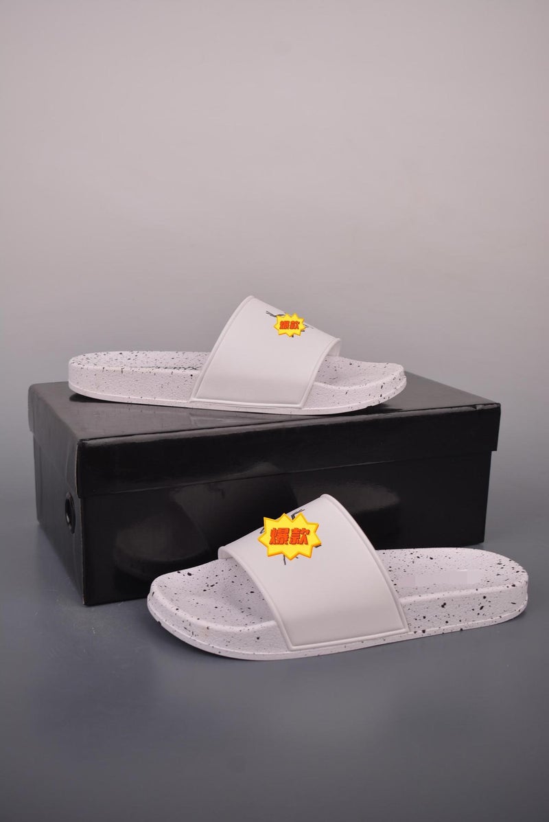 Qi Ta New Summer Fashion Unisex Slide Sandals for Couples, Casual Beach Flip Flops with Splatter Print, Anti-Slip Rubber Sole - Image 1