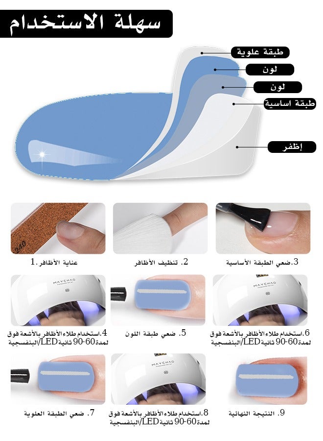 ماي تشاو جل طلاء الأظافر- لون ازرق فاتح 15 مل*١– سهلة الاستخدام في المنزل و يوضع مع استخدام الاشعة الفوق بنفسجية. - Image 4