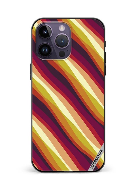 Protective Case Cover For Apple iPhone 16 Pro Colorful With Curved Lines Pattern2 Design Multicolour