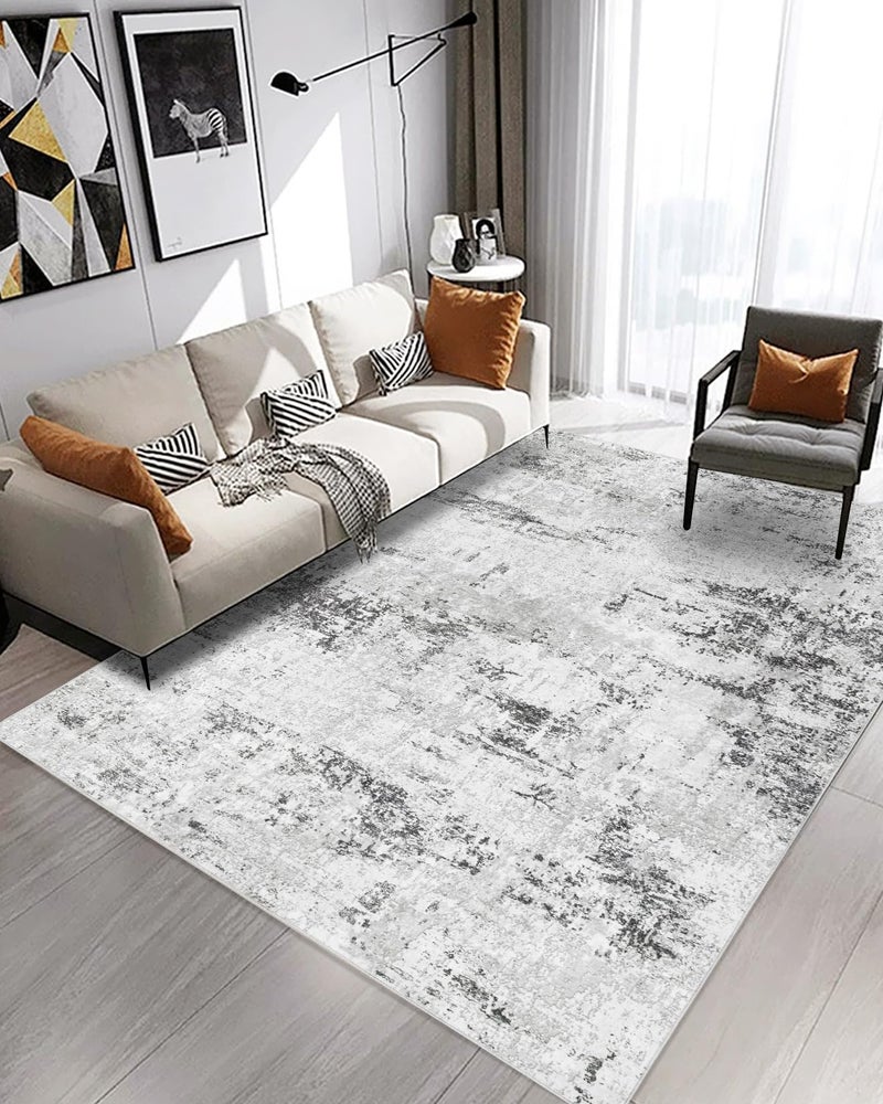 Gent drizz Area Rugs 8x10 Living Room: Large Modern Abstract Washable Rug Soft Anti-Skid Non-Shedding Carpet Indoor Floor Thin Carpets for Bedroom Dining Room Farmhouse Nursery Home Office White Grey Black - Image 3