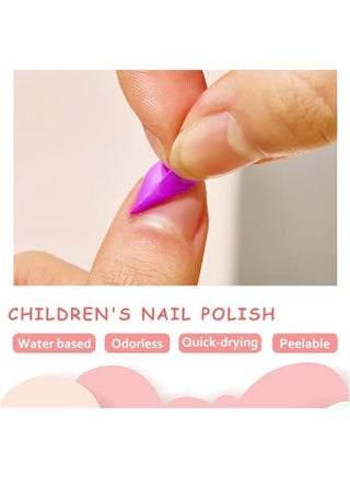Kids Nail Polish, 12 Colors Non-Toxic Water Based Peel-Off Nail Polish Set with 3 Stickers, Non Toxic & Safe Nail Polish Set for Girls Ages 5+ for Parties, Birthday and Makeovers (12Colors) - view 4