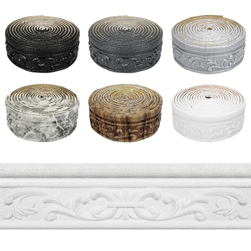 Orgthin Wallpaper Border 90" x 3.1" Peel Stick Foam Molding Trim Self Adhesive, Crown Molding Wallpaper Border Flexible, 3D Wall Edging Lines Foam Baseboard, Wall Base Moulding Trim for Home DIY Decoration - Image 1