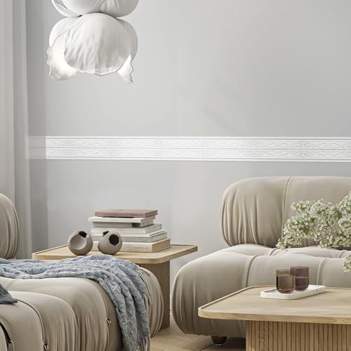 Orgthin Wallpaper Border 90" x 3.1" Peel Stick Foam Molding Trim Self Adhesive, Crown Molding Wallpaper Border Flexible, 3D Wall Edging Lines Foam Baseboard, Wall Base Moulding Trim for Home DIY Decoration - Image 4