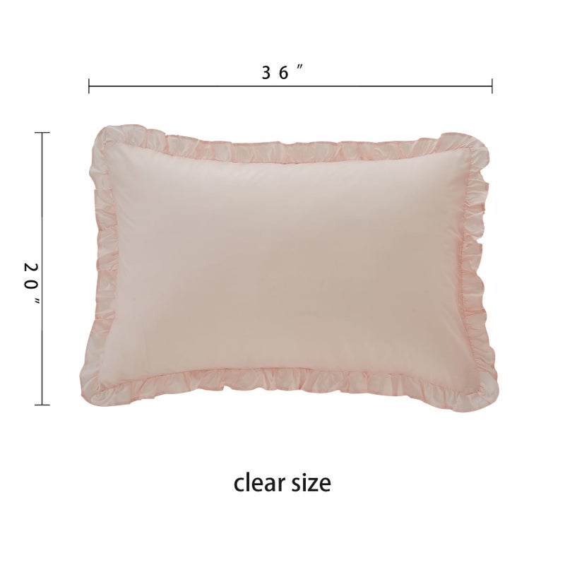 Ranznaz Pink Ruffle Pillow Cases Set of 2  100% Cotton King Size Farmhouse Pillow Shams with Envelope Closure  Elegant Vintage Pillow Covers for Bedding  20 x 36 inches - Image 5