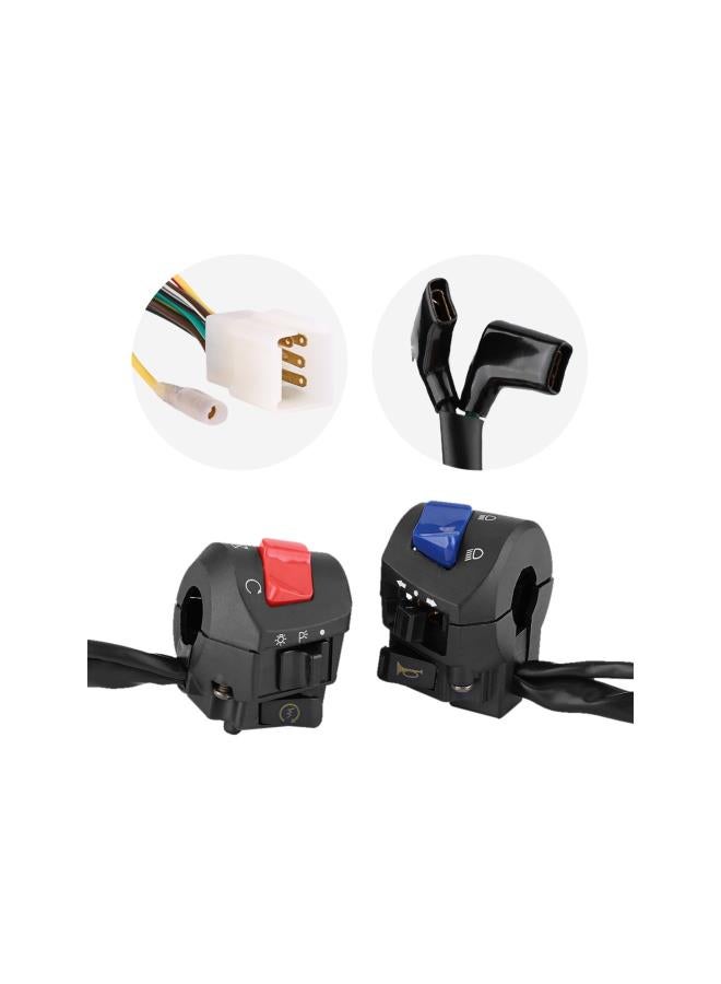 Loquat Handlebar Switch Control-1 Pair Motorcycle 7/8inch Left and Right Handlebar Mount Switch with Horn and Ignition Control - Image 2
