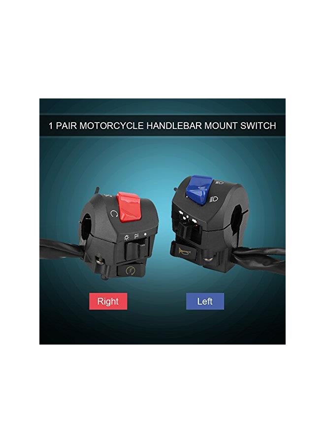 Loquat Handlebar Switch Control-1 Pair Motorcycle 7/8inch Left and Right Handlebar Mount Switch with Horn and Ignition Control - Image 4