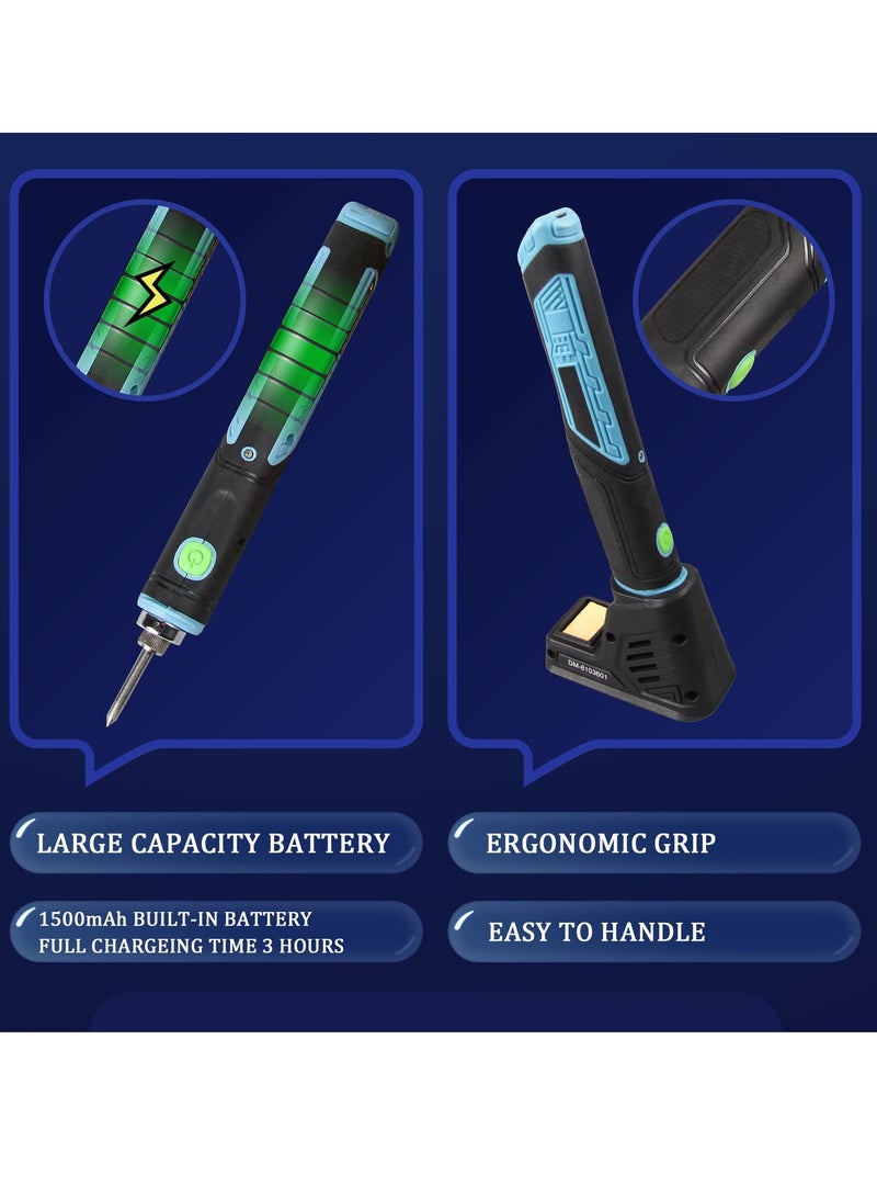 SOLARAE مكواة لحام لاسلكية مع ضوء LED مقبض مريح بطارية قابلة للشحن مكواة لحام تسخين سريع مع مجموعة لحام احترافية - Image 4