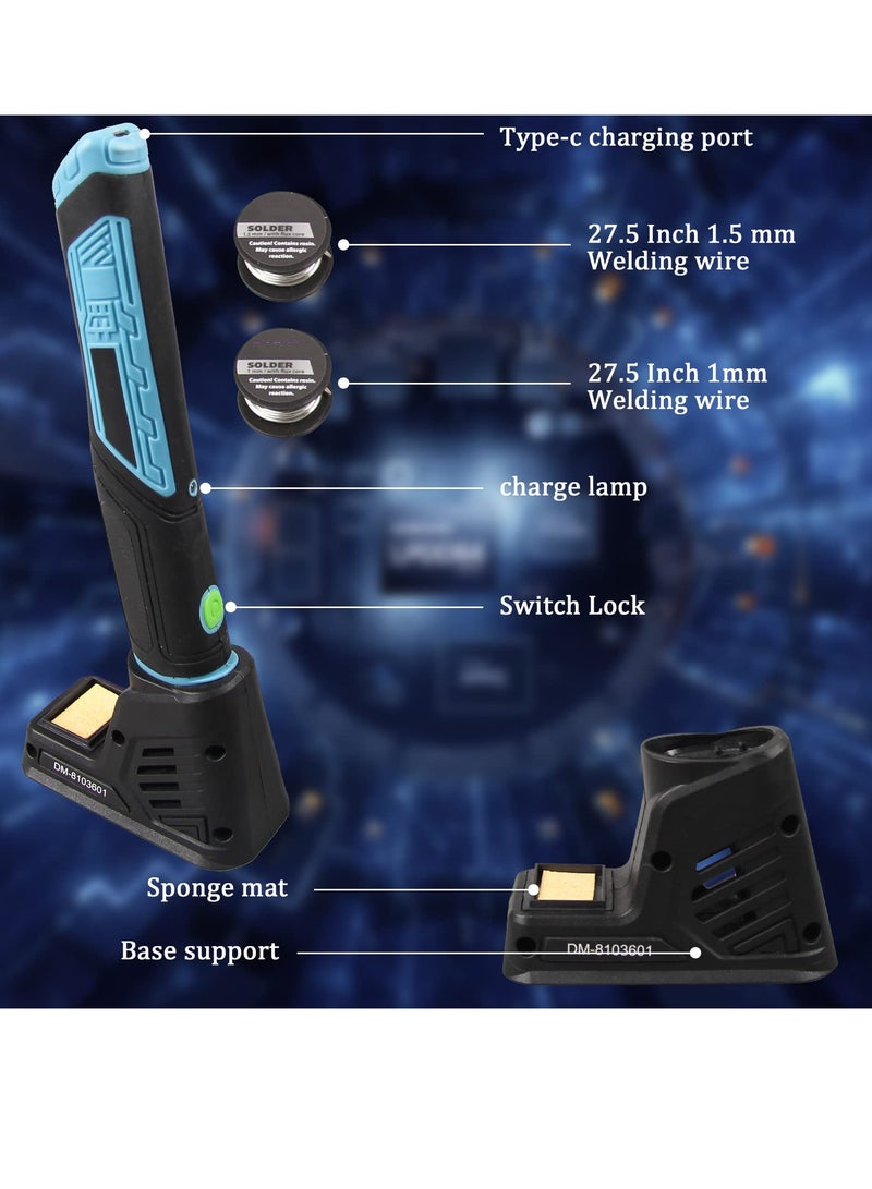 SOLARAE مكواة لحام لاسلكية مع ضوء LED مقبض مريح بطارية قابلة للشحن مكواة لحام تسخين سريع مع مجموعة لحام احترافية - Image 2