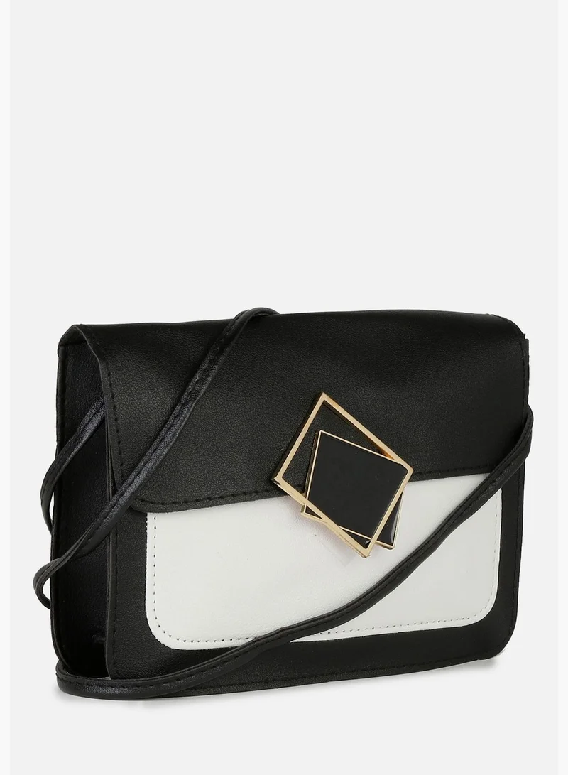 Haute Sauce Colour Block Magnet Lock Clutch Bag with Buckle detail