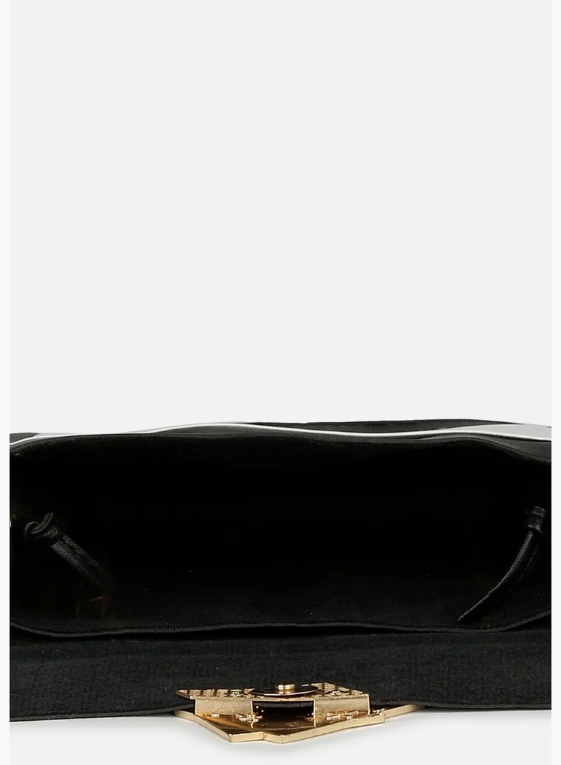 Haute Sauce Colour Block Magnet Lock Clutch Bag with Buckle detail