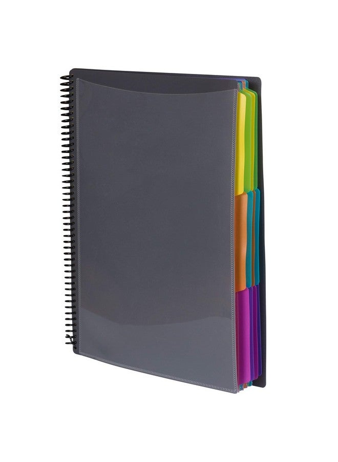 JAM Paper JAM PAPER Plastic Multi Pocket Folder - 24 Pocket Organizer with Zipper Pouch - Smoke Grey with Colorful Tabs - 10 1/2 x 11 1/2 - Sold Individually  - Image 2