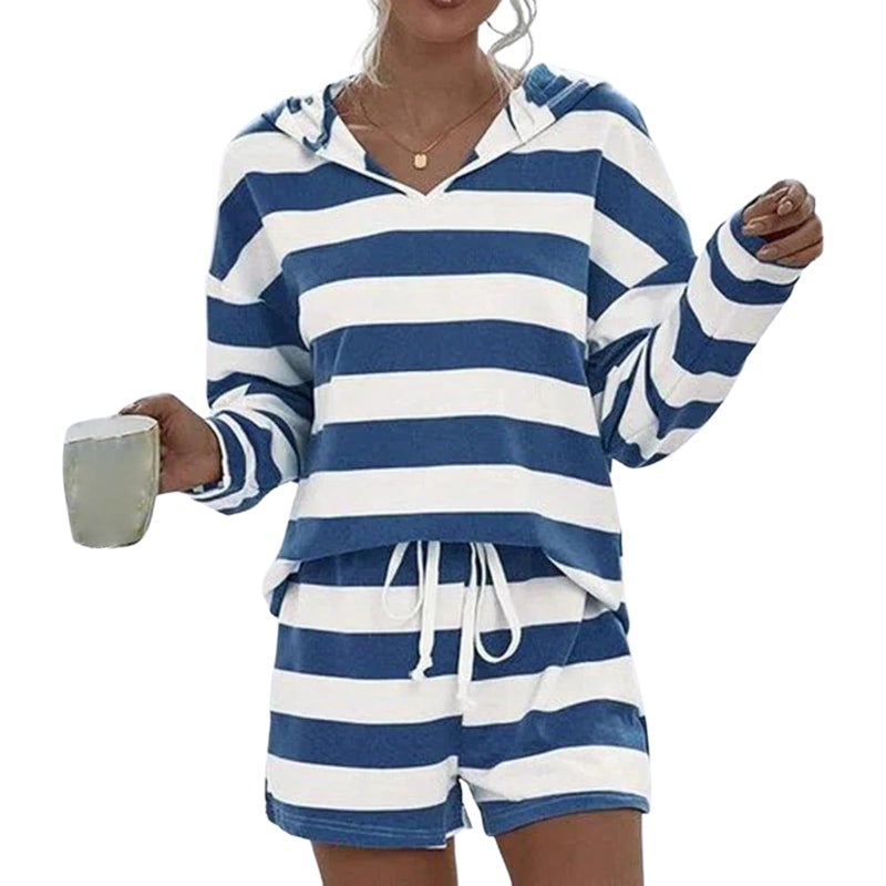 LOZ Lounge Sets for Women Hoodie Long Sleeve Top and Shorts Pajama Matching Outfits Sweat Short Set 2025 Fall Vacation Clothes - Image 1