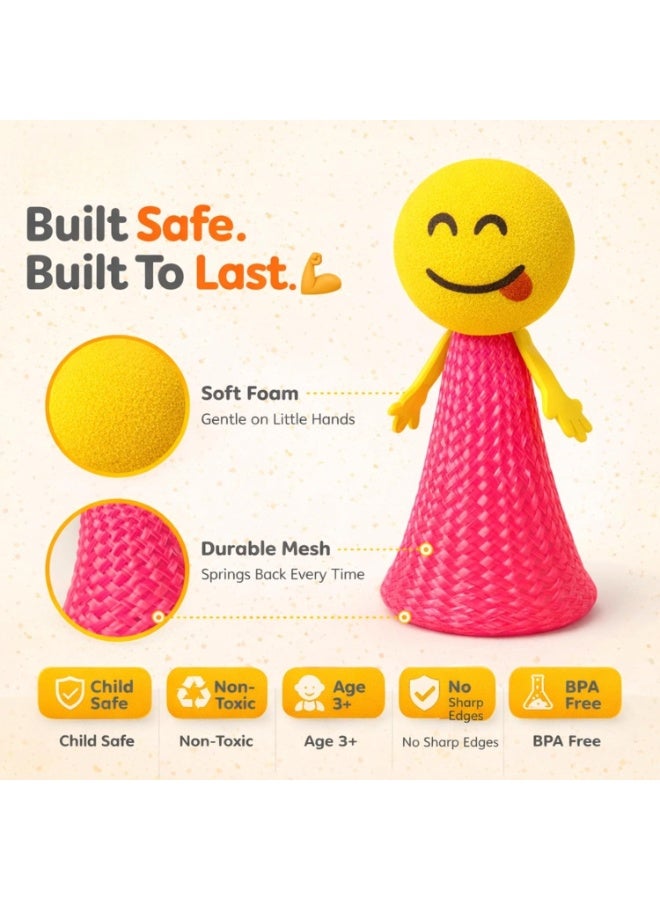 ARGT 24 Pcs Emoji Jump Pop Up Toys – Kids Party Favors, Goodie Bag Fillers, Bouncy Popper Launcher – Non-Toxic Safe STEM Toy for Boys & Girls Age 3+ - Image 3