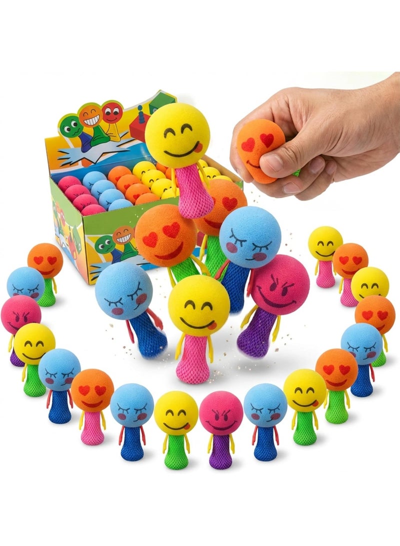ARGT 24 Pcs Emoji Jump Pop Up Toys – Kids Party Favors, Goodie Bag Fillers, Bouncy Popper Launcher – Non-Toxic Safe STEM Toy for Boys & Girls Age 3+ - Image 1