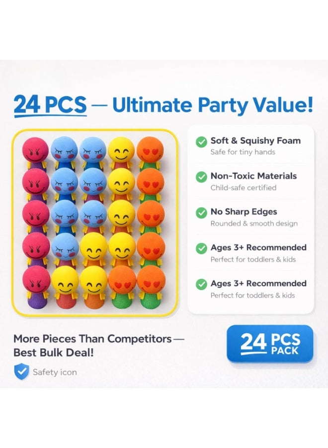 ARGT 24 Pcs Emoji Jump Pop Up Toys – Kids Party Favors, Goodie Bag Fillers, Bouncy Popper Launcher – Non-Toxic Safe STEM Toy for Boys & Girls Age 3+ - Image 2