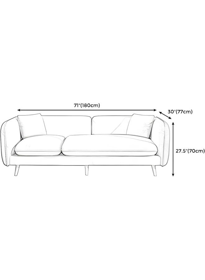 Ripple FURNITURE UAE Homes Contemporary Linen Tuxedo Arm Sofa with Bolster Pillows, Standard Living Room Seating (Black)  - Image 2