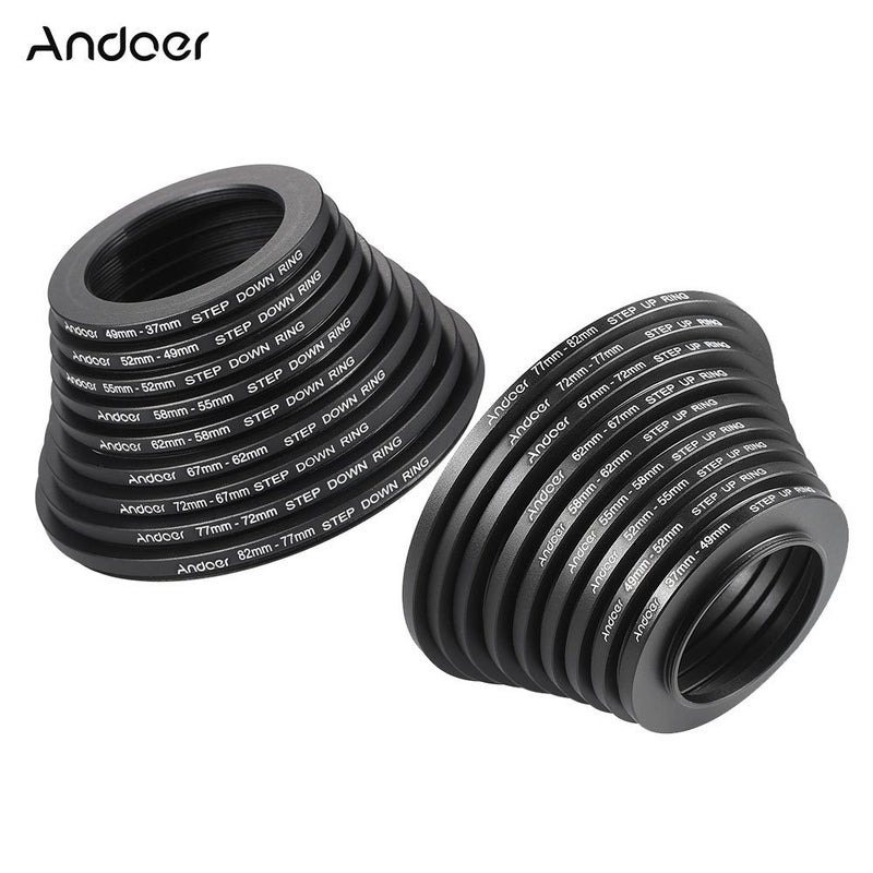 AndoerÂ® 18pcs Step Up/Step Down Lens Filter 37 49 52 55 58 62 67 72 77 82mm Metal Adapter Ring Kit - Image 3