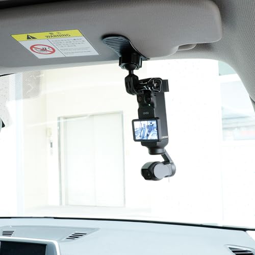 PELLKING حامل كاميرا لمرآة السيارة من PellKing لجهاز DJI Osmo Pocket 3 - مجموعة مدونة فيديو قابلة للتعديل بزاوية 360°، مثالية لمقاطع الفيديو من منظور القيادة، مدونات السفر وتسجيلات الطرق. - Image 1