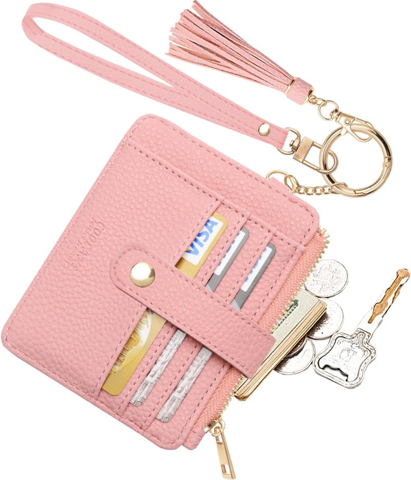 COOLANS Silicone Bracelet Wristlet Wallet Credit Card Holder RFID,ID Window,Key Ring Tassel,Slim Wallet Women Keychain Purse - Image 1