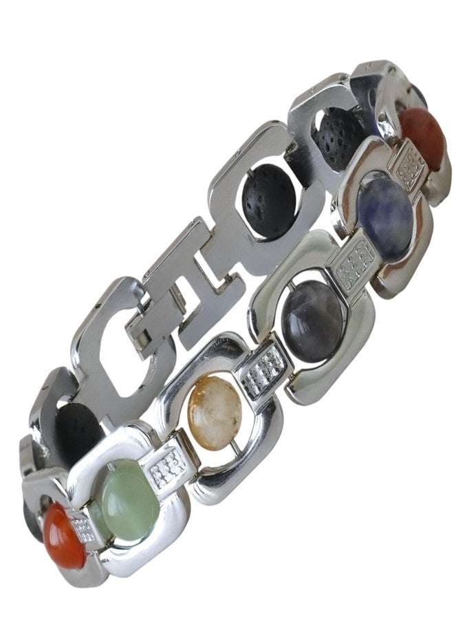 Japam Essential Crystal Energy Bracelet for Men & Women (5 Variants) | 7 Chakra, Pyrite, Dhanlabh, Money Magnet & Triple Protection | Spiritual Healing Beaded Bracelet (7 Chakra) - Image 1