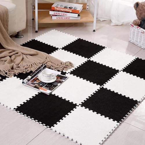 SIGNATRON 20mm Thick Exercise Mat Tiles, Gym Floor Mat Rubber, Interlocking Foam for Gymnastics, Exercise, Play Areas, Home Gyms, Dance Studios, Yoga (Black - White, 6Pcs) - Image 2