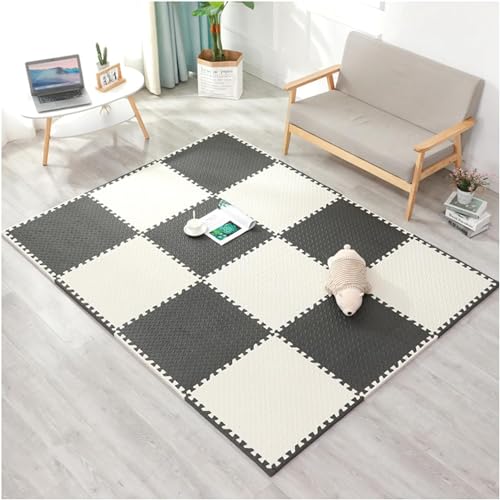 SIGNATRON 20mm Thick Exercise Mat Tiles, Gym Floor Mat Rubber, Interlocking Foam for Gymnastics, Exercise, Play Areas, Home Gyms, Dance Studios, Yoga (Black - White, 6Pcs) - Image 1