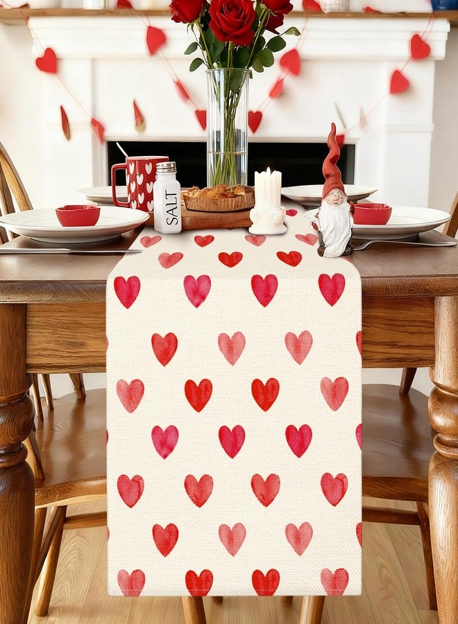 Artscope Love Hearts Valentines Day Table Runner, Wedding Anniversary Holiday Kitchen Dining Table Decoration for Valentine Home Decor 13x72 Inch - Image 2