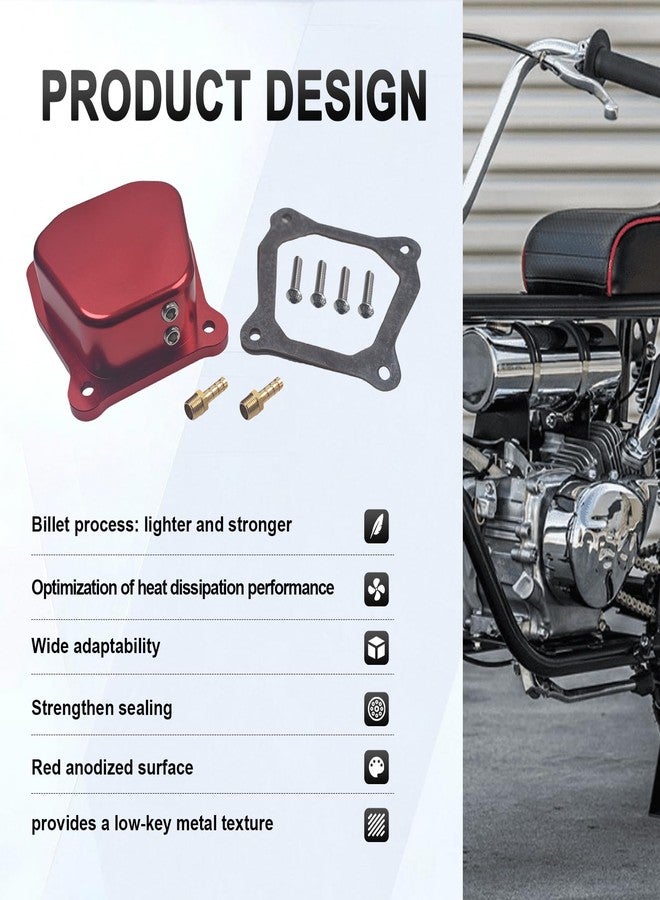 GUCIDDAK Billet Valve Cover for Predator 212cc 196cc Non-Hemi Clone,for Coleman CT200U BT200X Mini Bike,for Honda GX160-GX200, Red - Image 5