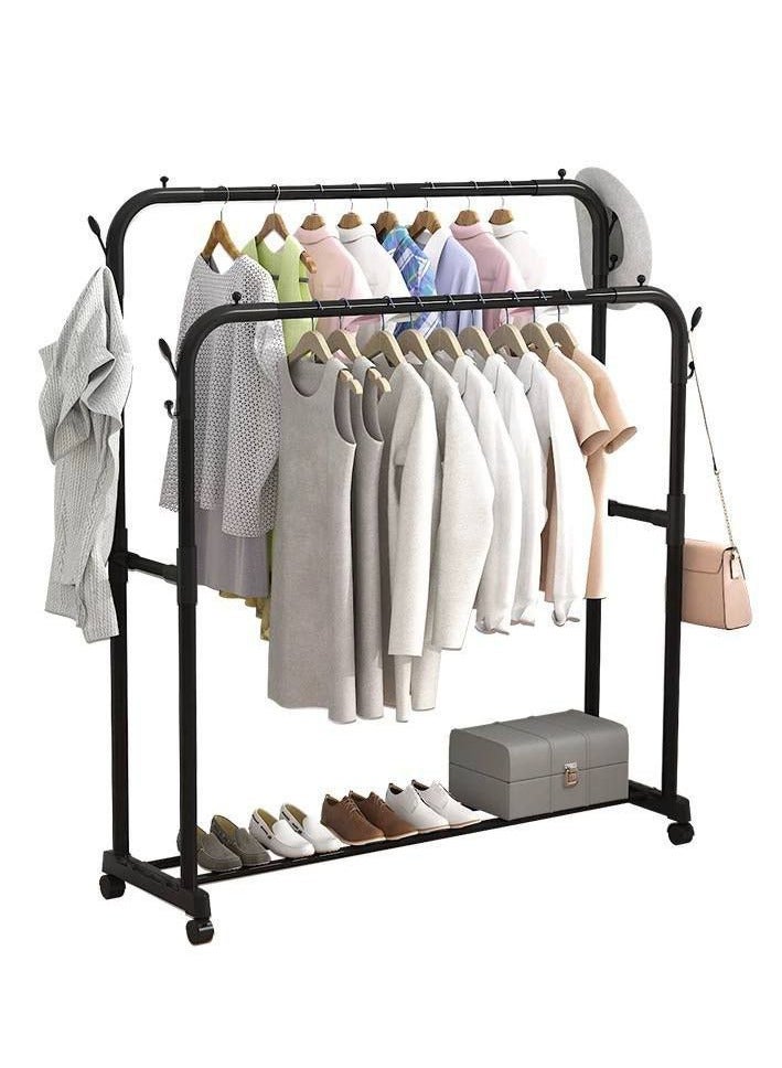 Luxier Multipurpose Metal Clothes Rack, 1 Piece with Bottom Shelf/Coat and Jacket Hanger, Storage Organizer for Bedroom and Home - Unique Display Stand (Black/150 x 110 x 40cm) H - Image 1