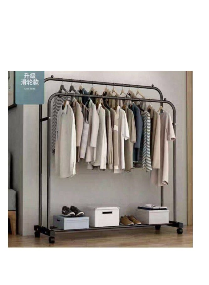 Luxier Multipurpose Metal Clothes Rack, 1 Piece with Bottom Shelf/Coat and Jacket Hanger, Storage Organizer for Bedroom and Home - Unique Display Stand (Black/150 x 110 x 40cm) H - Image 3