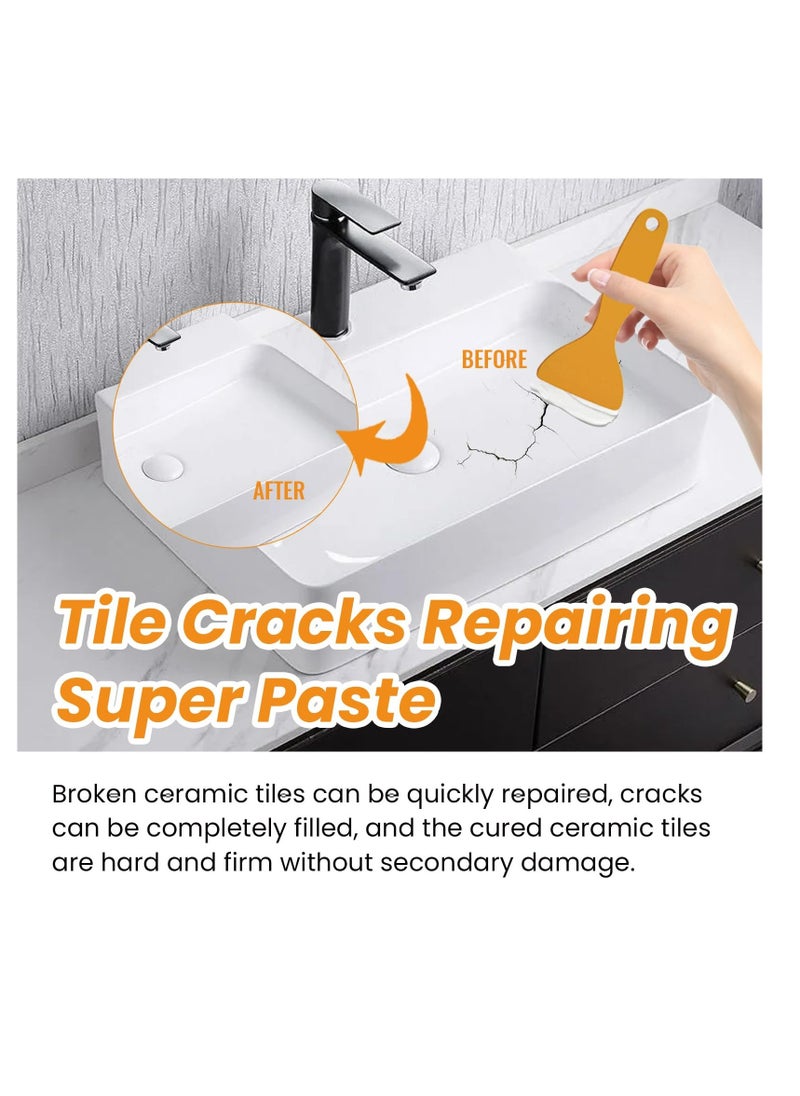 White Porcelain Repair Kit, 2 Pcs Porcelain Stone Repair Kit with Scraper, Small Spoon, Transparent Gloves, Masking tape, Sandpaper, Fiberglass Tub Repair Kit for Sink, Shower, Countertop  - Image 2