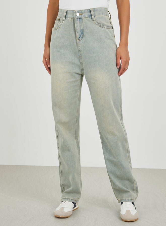 Styli Mid Rise Wide Leg Faded Jeans - Image 2