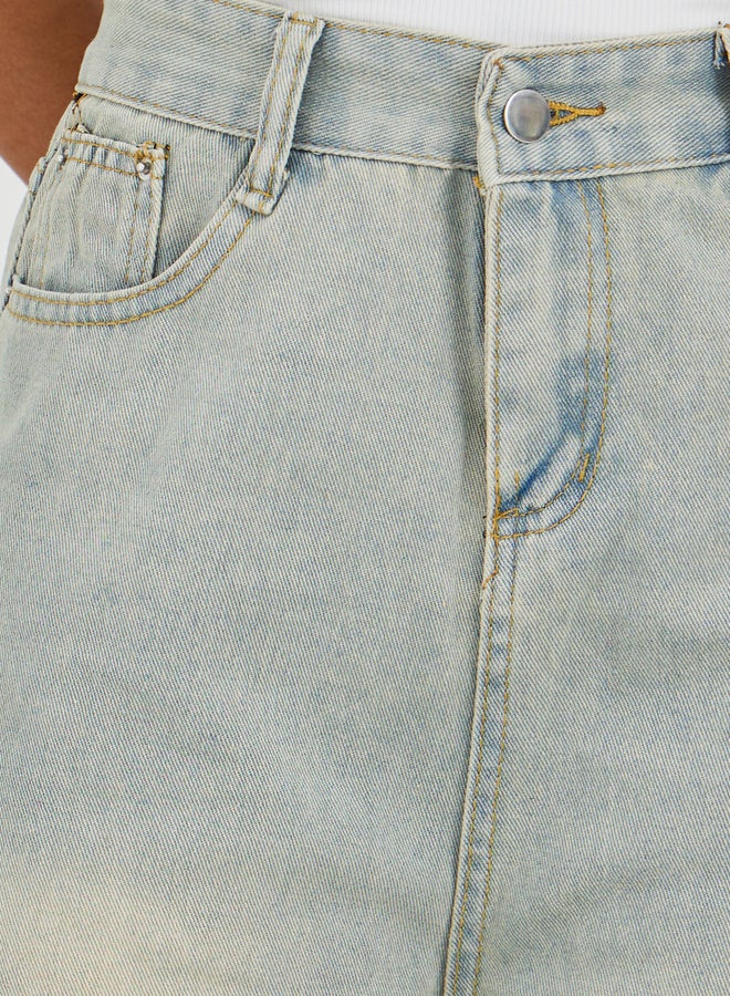 Styli Mid Rise Wide Leg Faded Jeans - Image 3