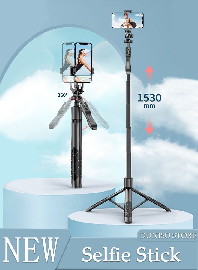 DUNISO Selfie Stick, All-in-1 Extendable Cell Phone Tripod Stand,360° Rotate Phone Tripod with Wireless Remote Shutter,Group Selfies/Live Streaming/Video Recording Compatible with All Cellphones - Image 1