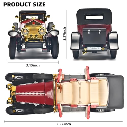 RZAPE Model Car Kits Adults and Boys 124 Diecast Cars Phantom Generation Vintage Car CollectiblesDie Cast Metal Pull Back Cars with Lights and SoundsToy Cars for Boys Age 312Red - Image 5