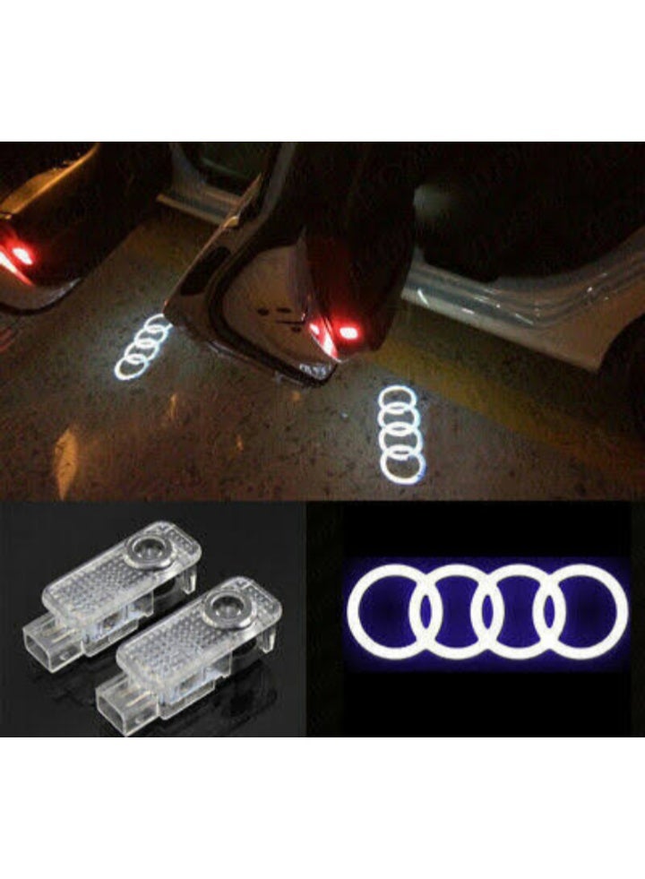 Vierex 2Pcs LED Door Light Logo Projector for Audi | Never Fade Ghost Shadow Puddle Light | Car Welcome Courtesy Lamp Compatible with A1 A3 A4 A5 A6 A7 A8 Q2 Q3 Q5 Q7 TT R8 RS S Models 2003–2024 (4 Rings Logo) - Image 1