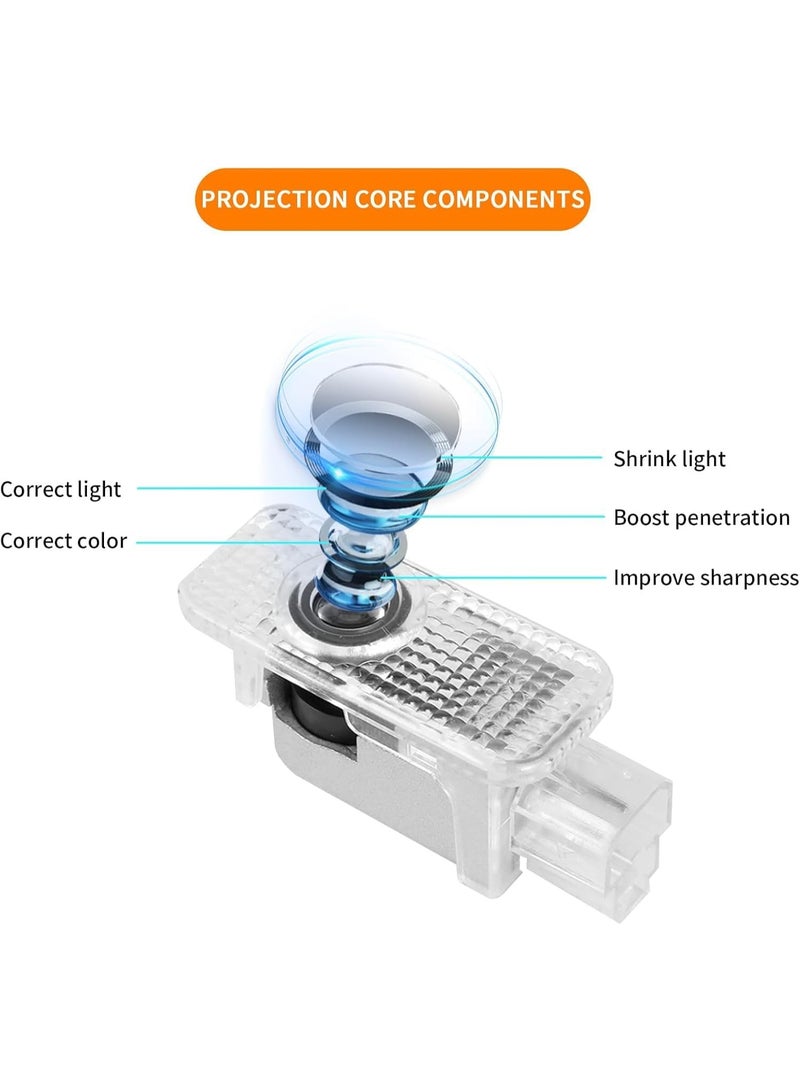 Vierex 2Pcs LED Door Light Logo Projector for Audi | Never Fade Ghost Shadow Puddle Light | Car Welcome Courtesy Lamp Compatible with A1 A3 A4 A5 A6 A7 A8 Q2 Q3 Q5 Q7 TT R8 RS S Models 2003–2024 (4 Rings Logo) - Image 2