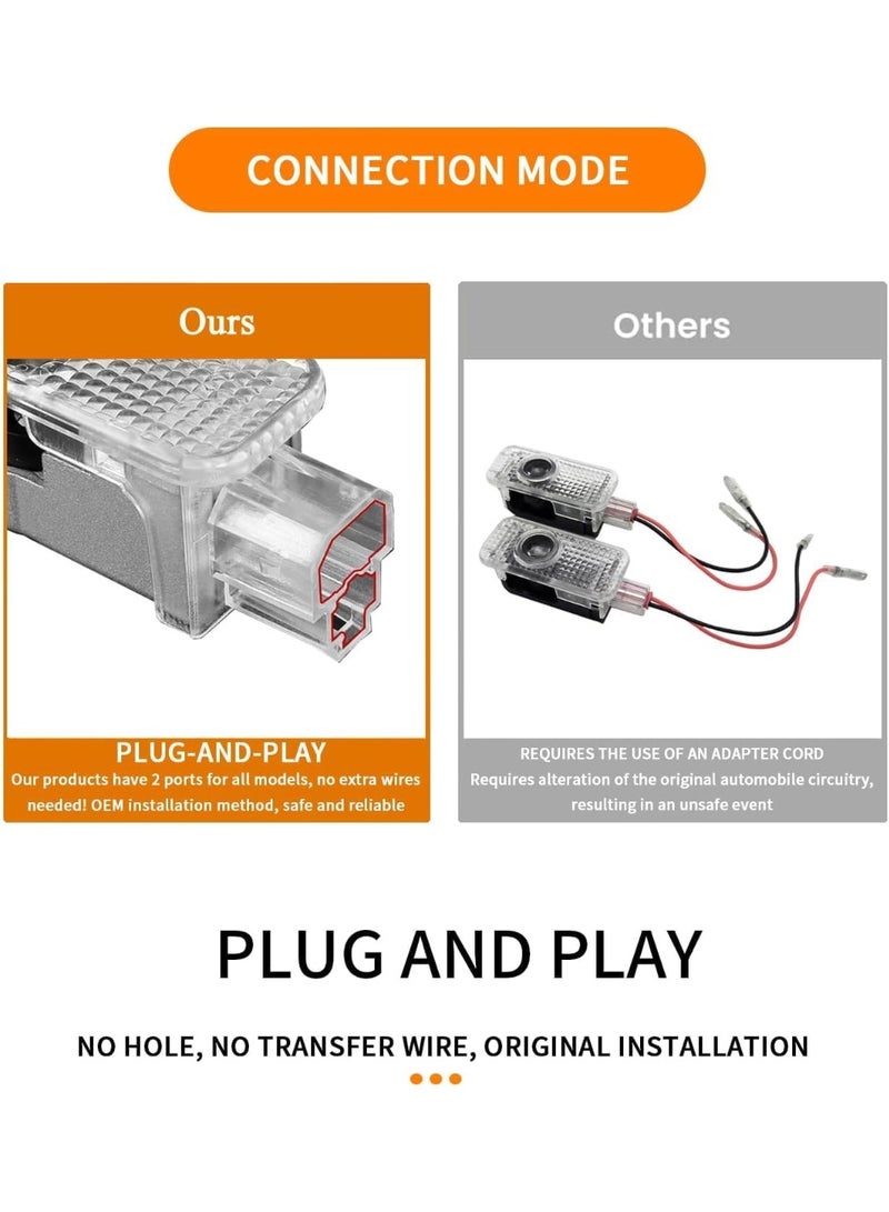 Vierex 2Pcs LED Door Light Logo Projector for Audi | Never Fade Ghost Shadow Puddle Light | Car Welcome Courtesy Lamp Compatible with A1 A3 A4 A5 A6 A7 A8 Q2 Q3 Q5 Q7 TT R8 RS S Models 2003–2024 (4 Rings Logo) - Image 3
