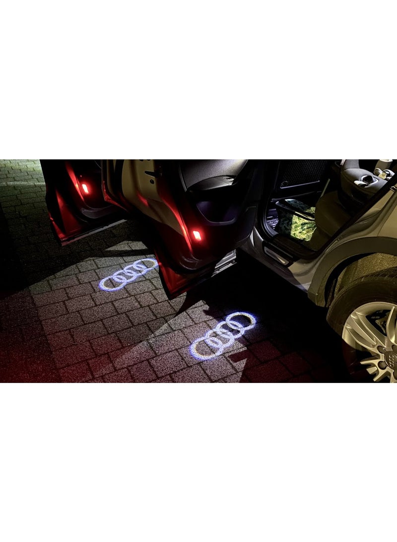 Vierex 2Pcs LED Door Light Logo Projector for Audi | Never Fade Ghost Shadow Puddle Light | Car Welcome Courtesy Lamp Compatible with A1 A3 A4 A5 A6 A7 A8 Q2 Q3 Q5 Q7 TT R8 RS S Models 2003–2024 (4 Rings Logo) - Image 5