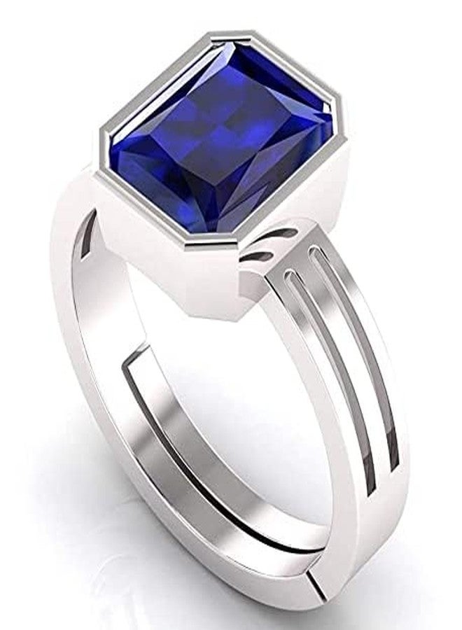 LMDPRAJAPATIS Natural Certified Original Blue Sapphire 8.25 Carat Birthstone Silver Plated Ring - Promise & Wedding Ring for Men & Women - Image 5