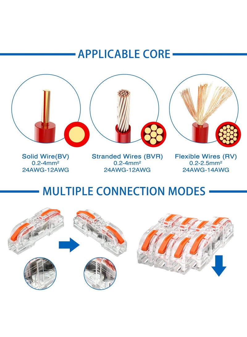 SYOSI 50 Pcs Lever Wire Connector Kit, Compact Single Wire Connectors Assortment for 28-12 AWG Wires - Image 2