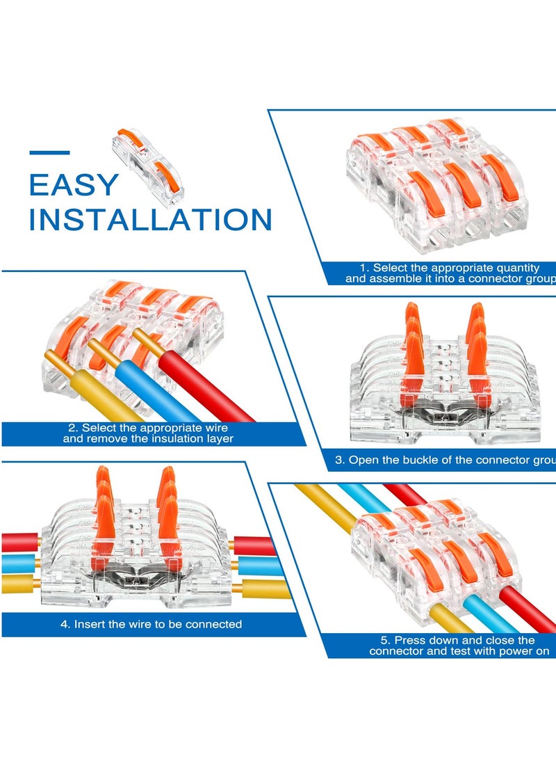 SYOSI 50 Pcs Lever Wire Connector Kit, Compact Single Wire Connectors Assortment for 28-12 AWG Wires - Image 5