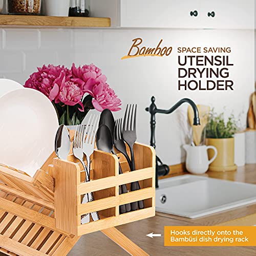 Bambüsi Bamboo Utensil Holder for Dish Rack - Flatware, Cutlery and Utensil Drying Caddy - Fits Bambusi Bamboo Dish Drying Racks - Image 3