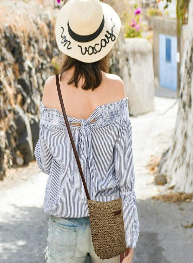 Youjaree Straw Crossbody Bag for Women Handmade Woven Beach Bag Vacation Shoulder Handbag Purse for Summer (Khaki) - Image 2